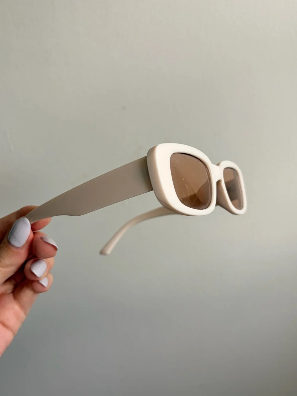 NWOT Cream Rectangular Sunglasses with Brown Lenses